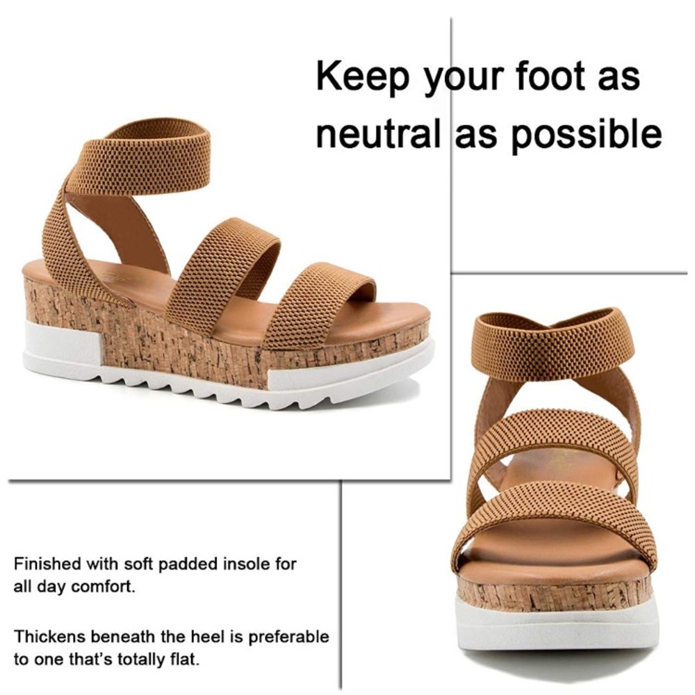Wedge Sandals Platform Cork Elastic Strap Sandals - Picture 4 of 6